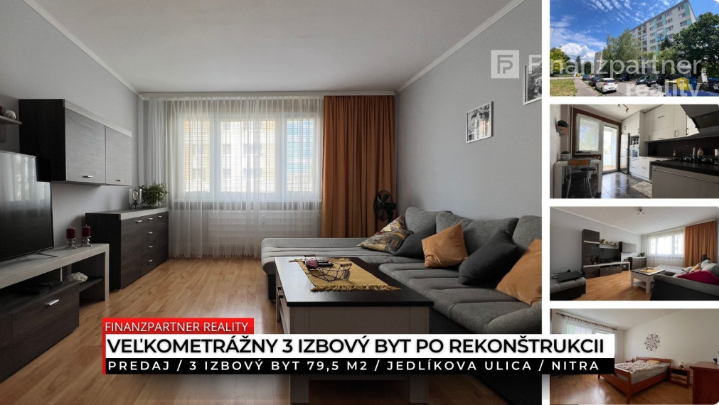 3 izbový prerobený byt 79,5 m2, Jedlíkova ulica, Nitra